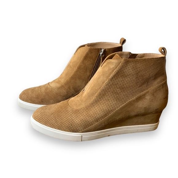 Linea Paolo Anna Tan Perf Kid Suede Heeled Booties - Picture 11 of 14